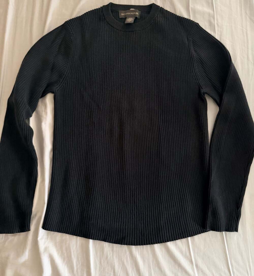 Banana Republic Men’s Black Ribbed Crewneck Long Sleeve 100% Cotton Sweater S